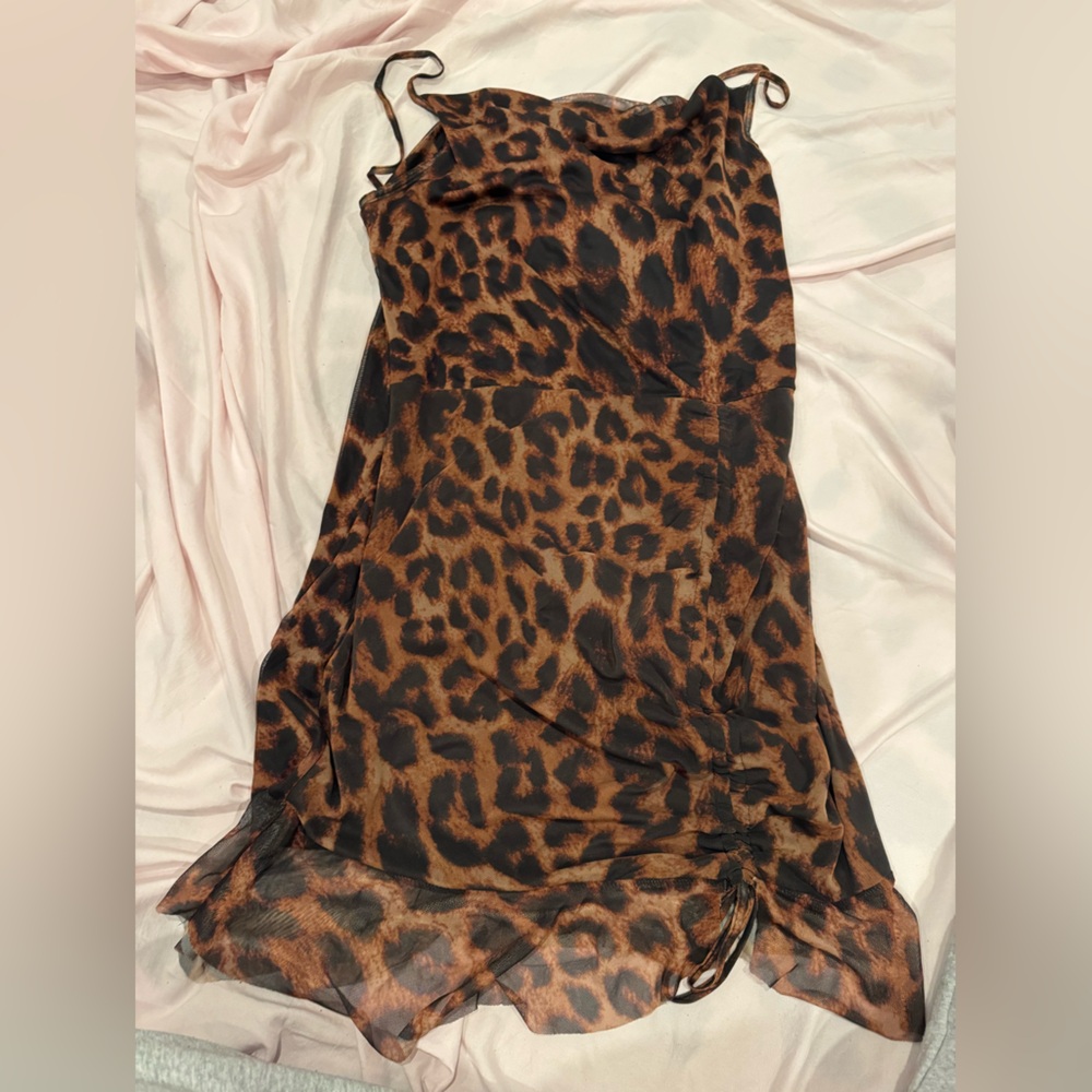 PrettyLittleThing Leopard Print Sheer dress women US 18 xl